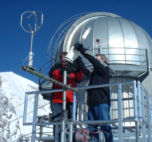Cloud physics instruments being installed at the Jungfraujoch site during a project to measure properties of mixed phase clouds