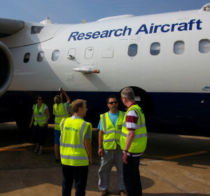 Preparing for a flight on the UK research aircraft in Rio Branco Brazil