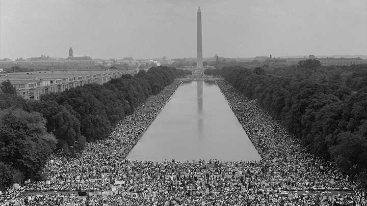 Archive photo of American civil rights march in Washington DC in 1963
