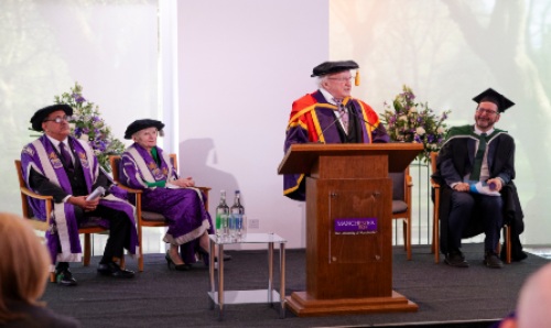 President Higgins receiving honorary degree.