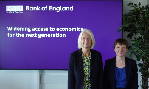 Professor Fiona Devine, Vice President and Dean of the Faculty of Humanities at The University of Manchester and Clare Lombardelli, Deputy Governor for Monetary Policy at the Bank of England.