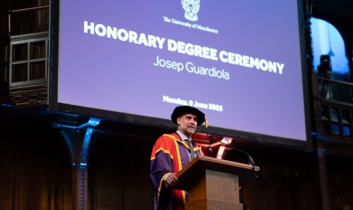 Pep Guardiola receiving honorary degree from The University of Manchester