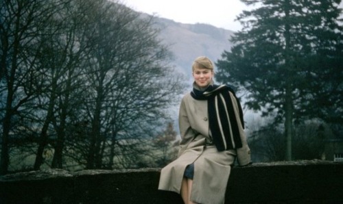 Judith Sear wearing a University of Manchester scarf