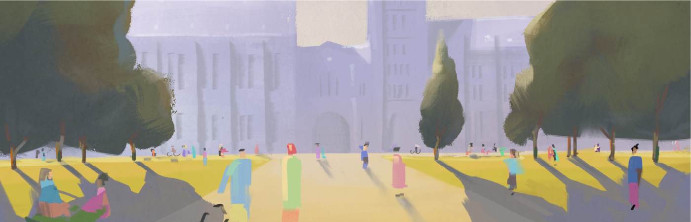 Painting of University of Manchester's Queen's Arch