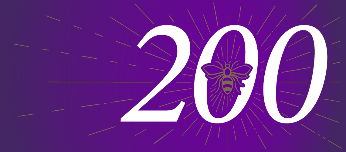 White 200 on a purple background.