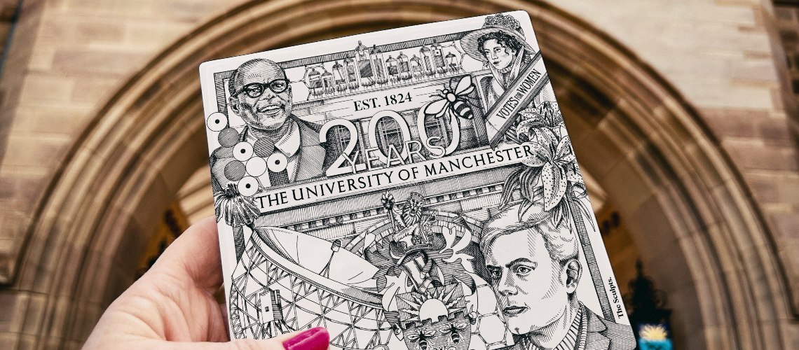 Commemorative tile held in front of the Whitworth Arch.