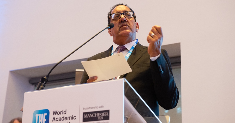 Nazir Afzal speaking at the THE World Academic Summit.