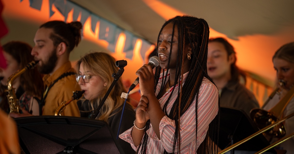 Jazz performers on the Bloom stage.