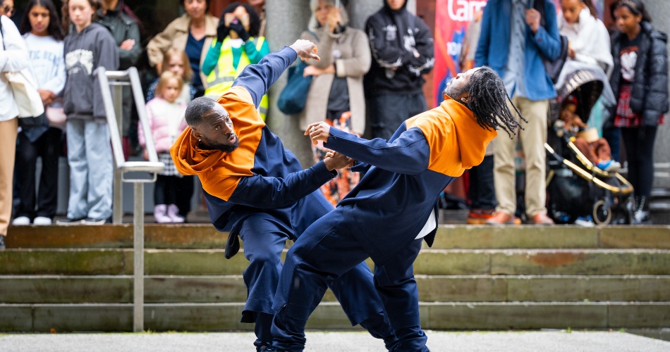Dancers during a routine outisde the Whitworth.