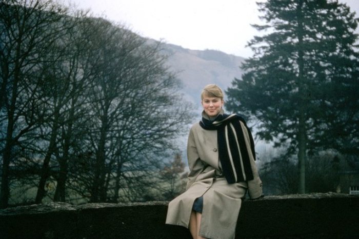 Judith Sear wearing a University of Manchester scarf