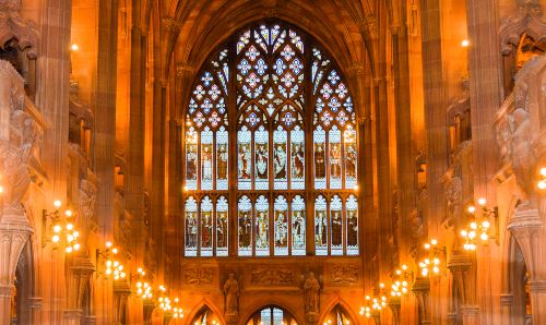 Large stained glass window in the Library
