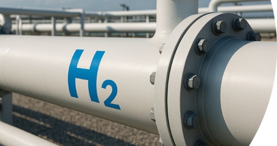 Close-up of a hydrogen pipeline