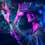 Woman using VR headset
