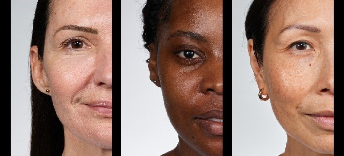Faces of three women side by side 