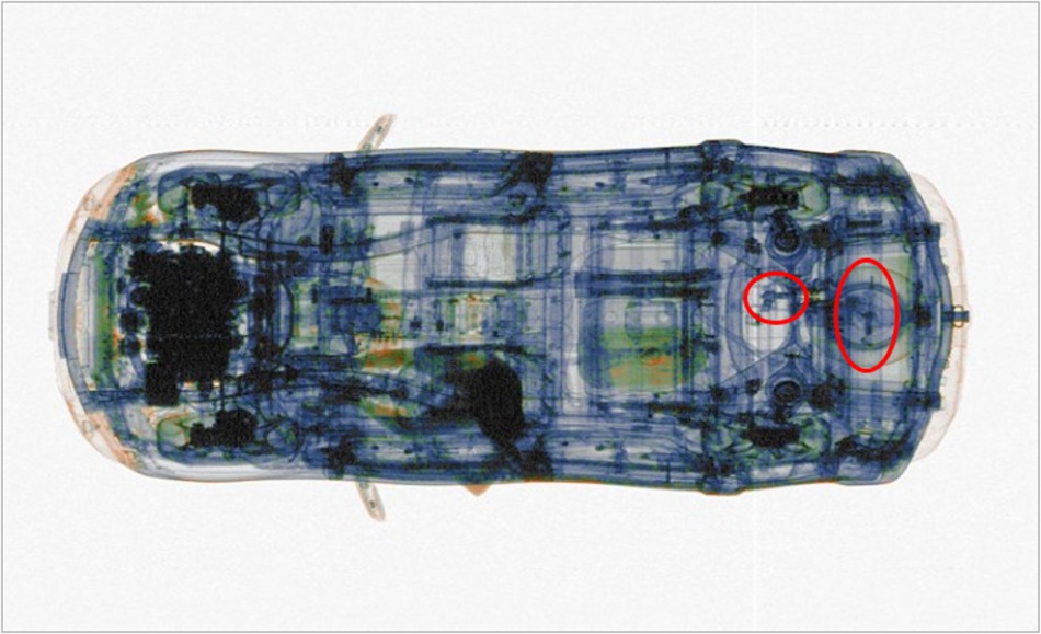 Overhead scan of a car.