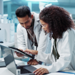 Male and female scientists working on new health management interventions in the lab