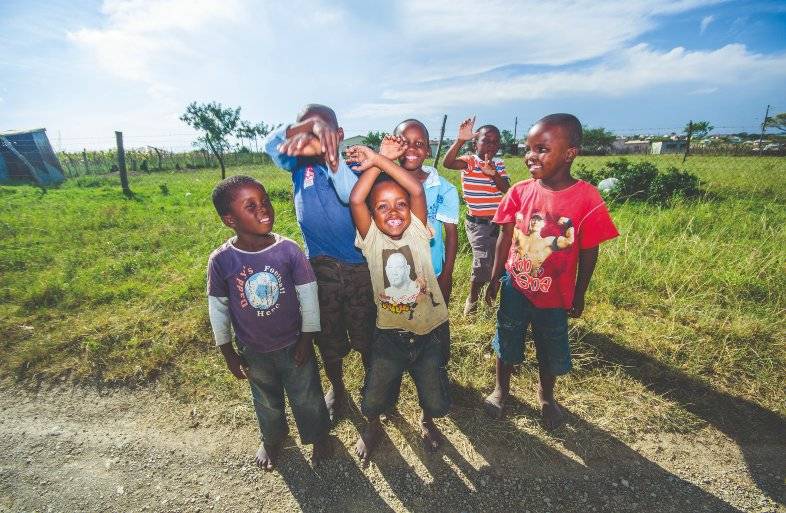 Smiling group of children in Africa