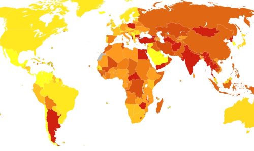 Map of worldwide deaths from rheumatic heart disease.