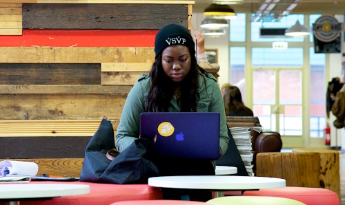 Student working on a latop