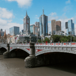 River view of Melbourne city skyline