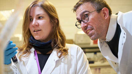 Two researchers at the Innovation Factory