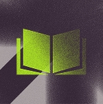 Icon of an open book on a dark grainy background