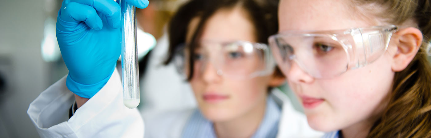 School students at work in lab