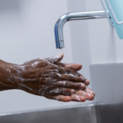 Medic washing hands