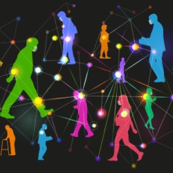 iStock image of multicoloured human outlines and dots and lines connecting them