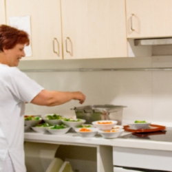 Care home workers in the kitchen