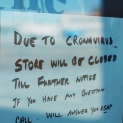 Shop closed due to coronavirus notice in shop window