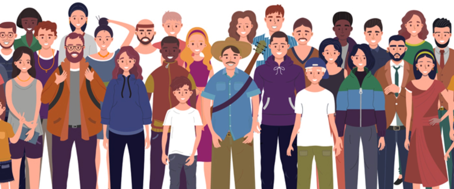 Graphic of multiple illustrated people
