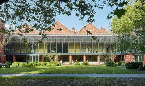 The Whitworth building from the park view with trees