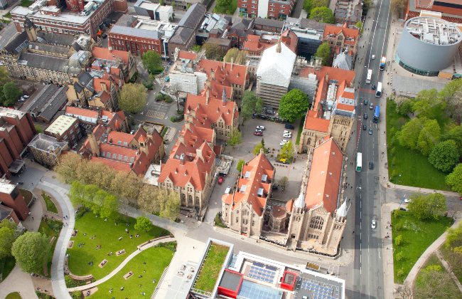 Birds eye view of the University campus