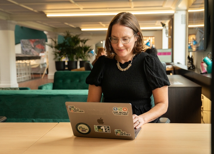 A woman using her laptop