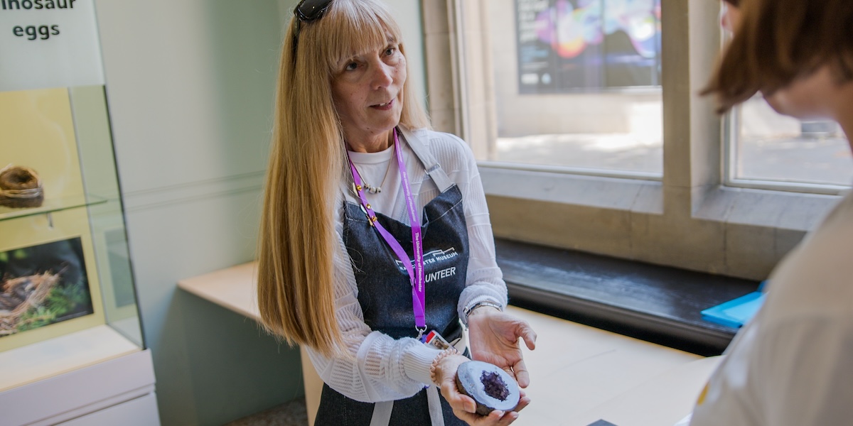 Jane Topping volunteering at Manchester Museum
