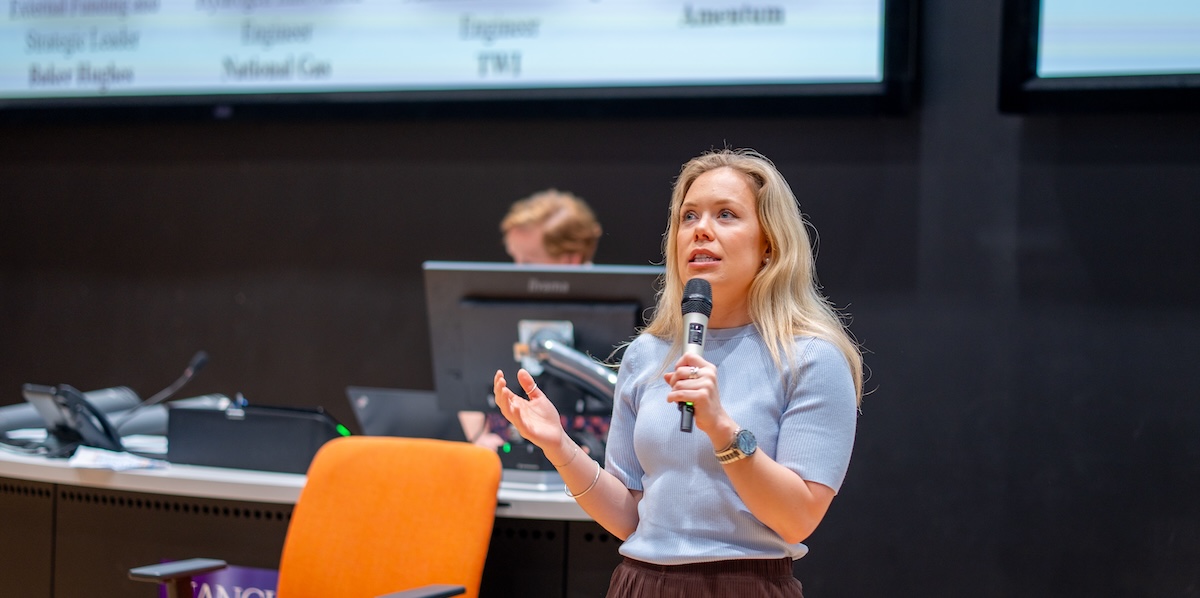 Ella Podmore speaking at The University of Manchester.