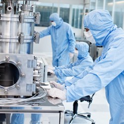 National Graphene Institute scientists preparing graphene sample