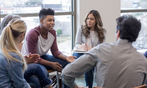 Group of teens talking 