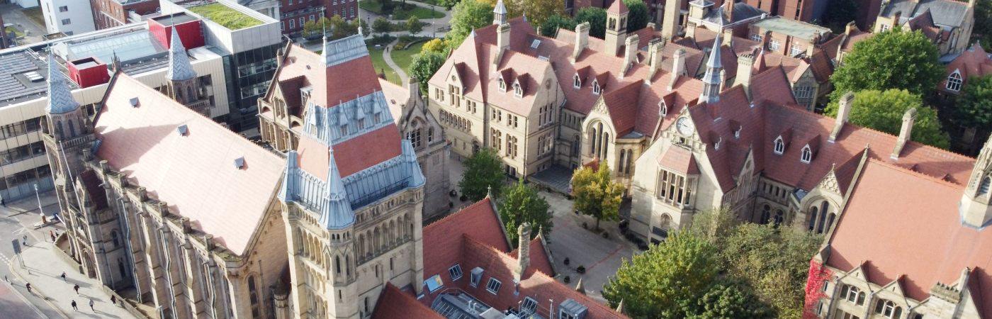 Aerial view of John Owens building, The University of Manchester