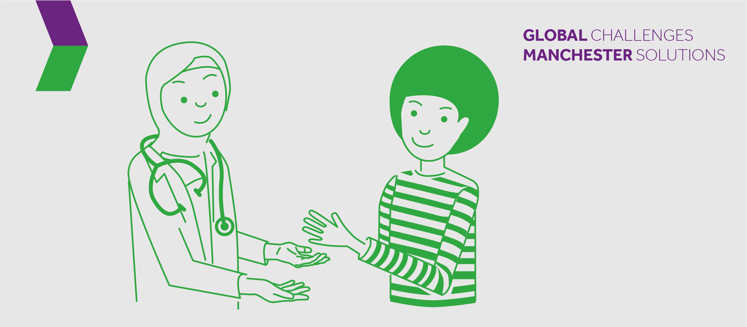 A doctor supports a patient with an immune-mediated inflammatory disease that affects their hand. 