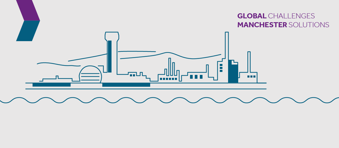 A cityscape over a river.