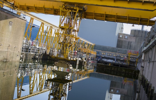 Image showing some of the legacy ponds and silos at the Sellafield site.