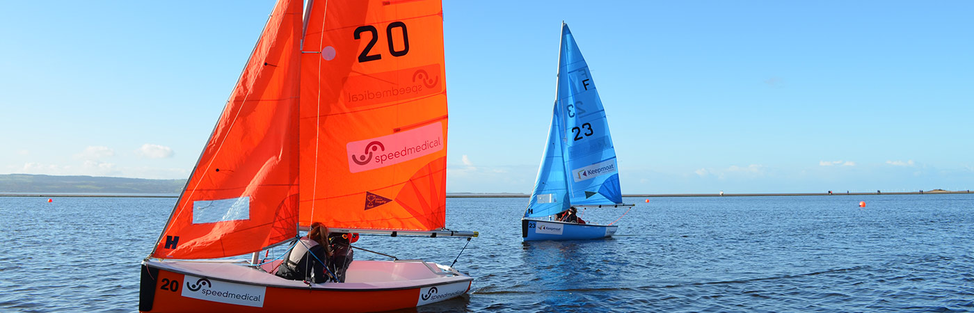 Students sailing at West Kirby Marine Lake