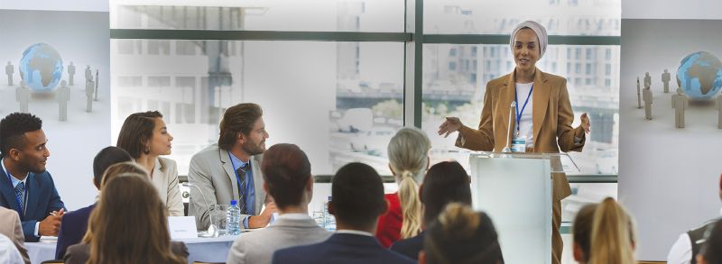 picture of woman presenting to a group