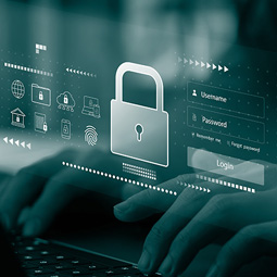 digital padlock and laptop image