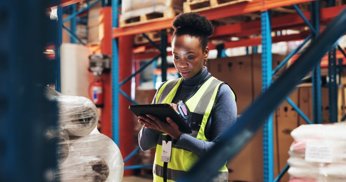 Woman working on a laptop