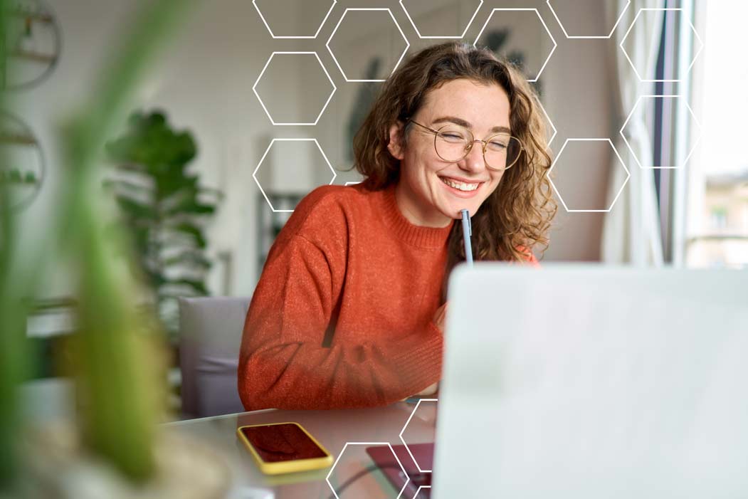 A woman at a laptop