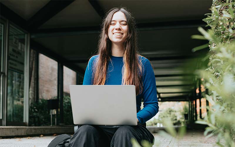 Woman using a laptop computer