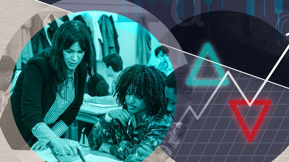 Woman teaching a child economics